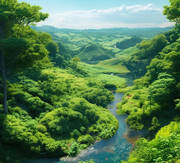 绿色生态画卷，共筑家园美好梦想,绿色风景线，生态家园梦,漫步,奋斗,第1张