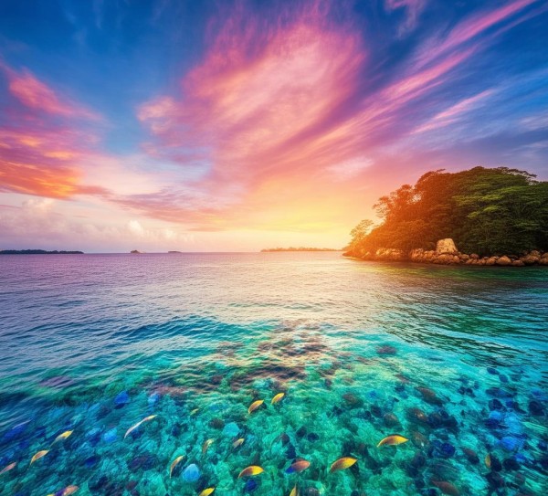 南海瑰丽画卷，海上色彩斑斓的南海美景,南海之美，一幅绚丽多彩的海上画卷,画卷,第1张