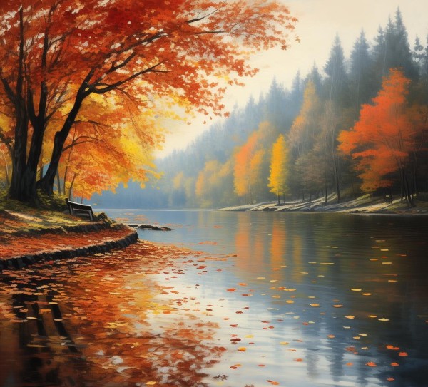 秋韵湖畔，静谧画卷中的秋日时光,秋日湖畔，一幅静谧的画卷,漫步,画卷,诗意,第1张