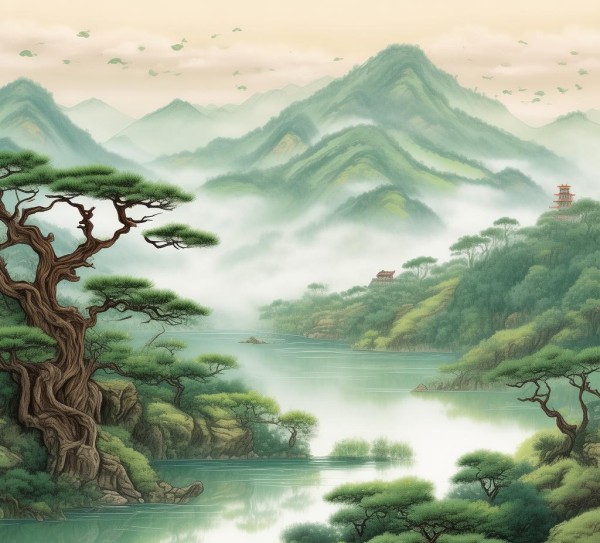 玉溪山水画卷，悠然风光画卷展,玉溪风光，一幅山水画卷的悠然展现,画卷,第1张